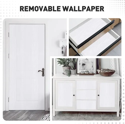 Miniatura 9 de Papel de Contacto de Madera Blanca Gruesa para Despegar y Pegar, Papel Tapiz de Grano de Madera para Encimeras y Gabinetes, Rollo de Vinilo