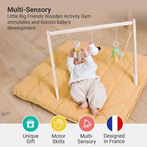 Miniatura 2 de Little Big Friends Gimnasio de actividades de madera para bebés - Gimnasio Montessori para bebés Fomenta las habilidades motoras y el desarrollo