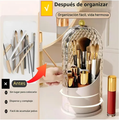 Miniatura 6 de Organizador de brochas de maquillaje con tapa, caja de almacenamiento de brochas de maquillaje con patrón de diamante, almacenamiento de brochas