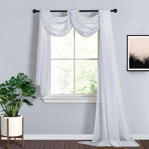 Efavormart - Paneles de cortina de organza transparente blanca de 18 pies, cenefa para ventana, arco de boda, tela drapeada para mesa superior,