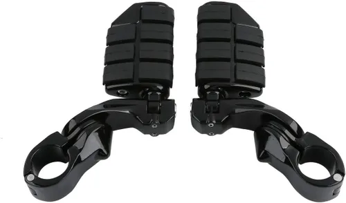 Miniatura 5 de TCT-MOTORPARTS Estriberas negras de 1/4 de pulgada y 1.25 pulgadas, estriberas ajustables para motocicleta en ángulo largo para Harley Touring Road