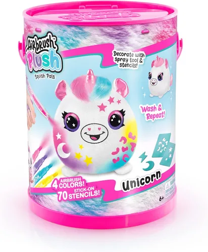 Canal Toys Personaliza el unicornio de peluche esponjoso mediano con aerógrafo. Decora, lava, repite. Personaliza tu propia felpa de arte en aerosol