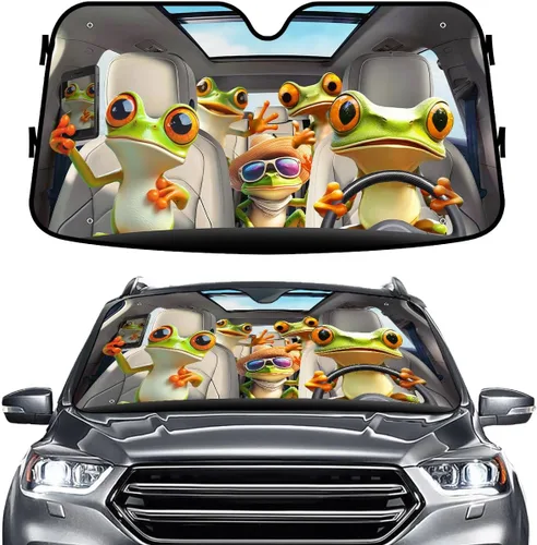 Miniatura 74 de GENANY - Cubierta de parabrisas de flamenco para automóvil, SUV, camión (55 x 30 pulgadas), protector térmico plegable, persianas para ventanas
