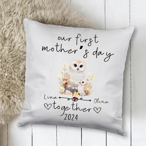 Miniatura 2 de Funda de almohada personalizada con diseño floral de búho, regalo para mamá, abuela, para ella