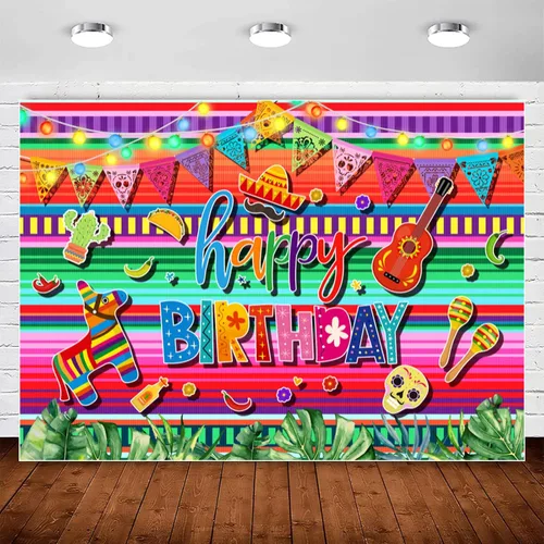 Miniatura 8 de Telón de fondo de fiesta mexicana para fiesta de cumpleaños, decoración colorida de Cinco de Mayo, Taco, carnaval, fotografía, fondo de fiesta