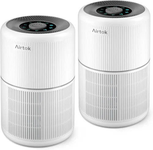 Paquete de 2 purificadores de aire para el hogar y dormitorio con filtro True HEPA H13 para humo, tabaco, polvo, olores, polen, caspa de mascotas |