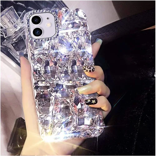 Miniatura 9 de Funda para iPhone 12 y iPhone 12 Pro para mujer, funda de lujo muy brillante con purpurina 3D con diamantes de imitación de cristal brillante en 3D