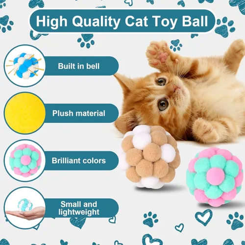 Miniatura 3 de Pelotas de juguete para gatos, 6 piezas con campanas de 2.0 in, bolas interactivas para gatos, juguete interactivo para gatos, gatitos, interiores