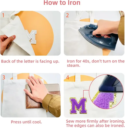 Miniatura 5 de Jongdari Letras termo-adhesivas de felpilla para ropa, parches de letras del alfabeto con brillantina para coser, con adhesivo planchado, 4 Blanco