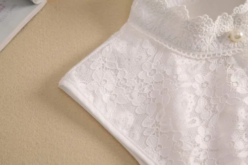 Miniatura 5 de SUZALA Collar falso de encaje, cuello falso desmontable para mujer, cuello falso para blusa, suéter