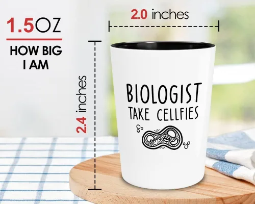 Miniatura 2 de Biologist Shot Glass 1.5oz - Los biólogos toman Cellfies - Científico Naturalista Zoólogo Ecologista Genetista Organismo Células Botánico