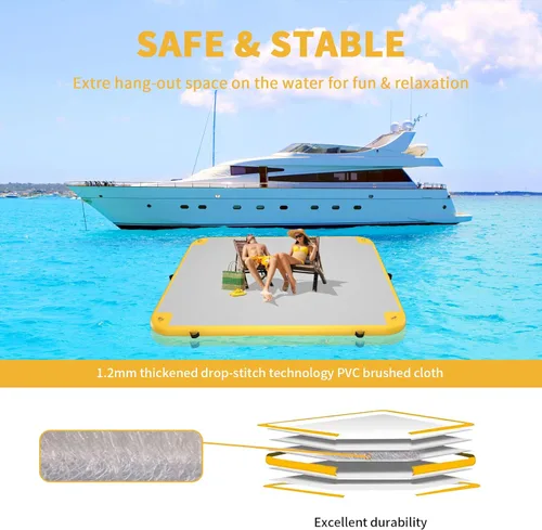 Miniatura 3 de Muelle flotante inflable, balsa inflable de plataforma de agua de 5 pies/6 pies/8 pies/10 pies/12 pies con bomba de aire y bolsa de almacenamiento