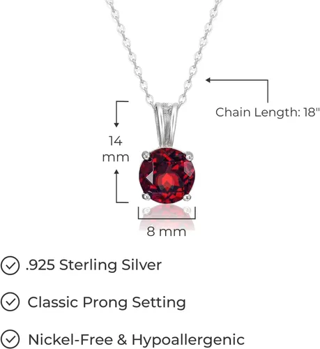 Miniatura 56 de Amazon Essentials Collar con colgante de piedra natal de corte redondo de plata de ley de 18 pulgadas (anteriormente colección Amazon)