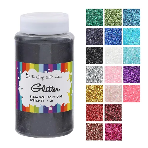 Miniatura 23 de Brillantina gruesa, 18 frascos de colores surtidos para manualidades, cuerpo, maquillaje y purpurina para uñas.