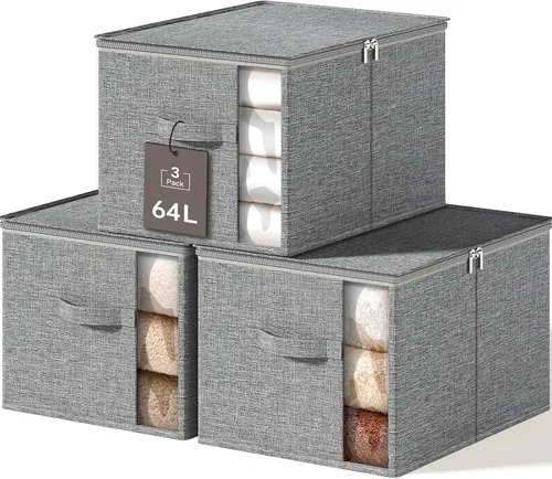 Miniatura 7 de Contenedores de almacenamiento de ropa con marcos resistentes, caja organizadora de ropa de tela plegable para mudanza, cubo de almacenamiento