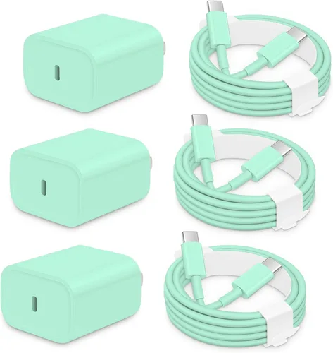 Miniatura 11 de AISNI Cargador para iPhone 17/16/15 de carga rápida, paquete de 3 bloques de carga USBC con cargador tipo C de 6 pies, cable de carga rápida