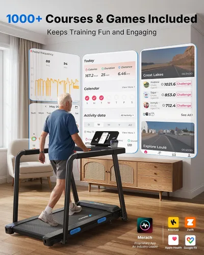Miniatura 8 de MERACH Treadmills for Home with Incline 0%-15%, 300 LBS Capacity Double Deck Foldable Treadmill with Incline, 0.5-7.5MPH Quiet 2.5HP Brushless