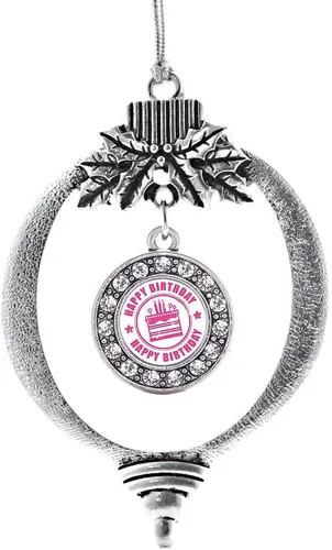 Miniatura 40 de Inspired Silver - Twin One - Adorno festivo de Navidad de plata - Adorno festivo de árbol de Navidad con dije de círculo y circonita cúbica