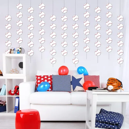 Miniatura 7 de Paquete de 8 pancartas de fiesta de béisbol, kit de guirnalda de béisbol, suministros de fiesta de béisbol, decoraciones de papel de béisbol