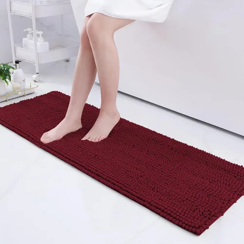 Miniatura 130 de Grandaily Alfombras de baño de felpilla a rayas de 24 x 16 pulgadas, extra gruesas y suaves, absorbentes, parte trasera de goma, alfombra de ducha