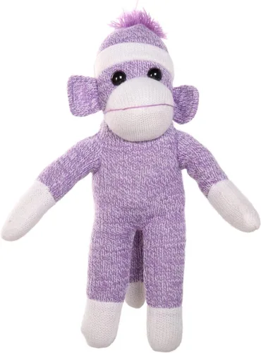 Plushland Adorable Mono de Calcetines, El Original y Tradicional Juguete de Animal de Peluche Tejido a Mano - Regalo para Niños, Bebés, 16" púrpura