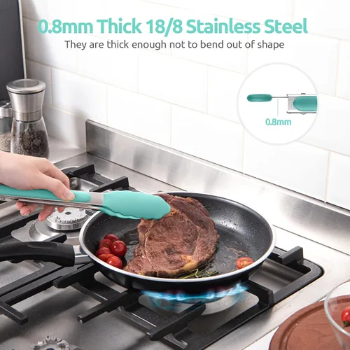Miniatura 5 de Pinzas de cocina resistentes al calor de 600ºF: pinza de cocina de silicona U-Taste de 9 pulgadas con puntas de goma antiadherentes selladas firmes