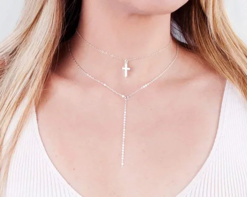 Miniatura 12 de Collar de cruz de oro para mujer, collares con colgante de cruz minimalista, longitud de 16 a 18 pulgadas, joyería cristiana hecha a mano, regalo
