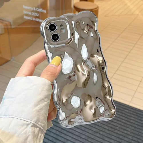 Miniatura 84 de XIZYO Funda para iPhone 13 de 6.1 pulgadas, bonito patrón de ondas, estético, 3D, rizado, ondulado, chapado en purpurina, para mujeres y niñas, Azul