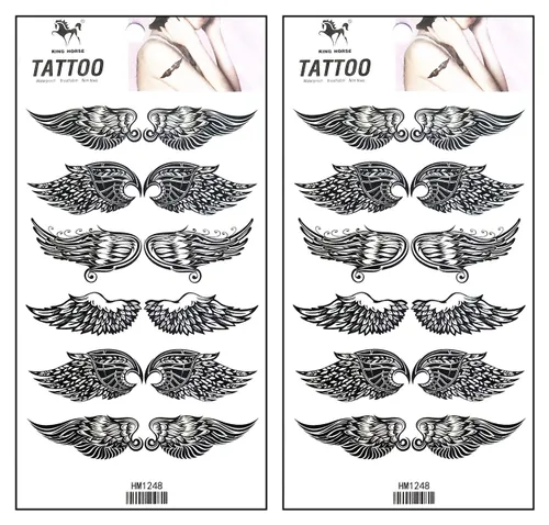 Tatuajes 2 hojas de alas de ángel de dibujos animados, tatuajes temporales, tatuajes corporales, calcomanías falsas, impermeables, extraíbles, 08
