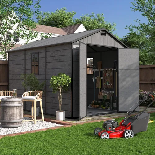 Miniatura 22 de UDPATIO Outdoor Storage Shed 5x3 FT, Garden Resin Shed for Bike, Garbage Can, Tools, Outside Plastic Sheds with Floor for Backyard, Patio, Lawn