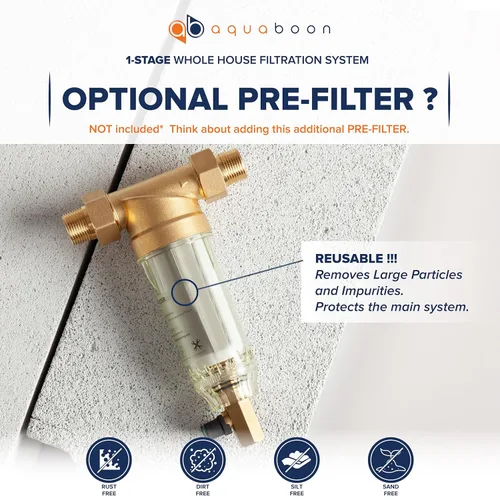 Miniatura 59 de Aquaboon 10x4.5 Carcasa para filtro de agua para toda la casa Filtro de agua certificado NSF para sistema de filtración con medidor y liberación