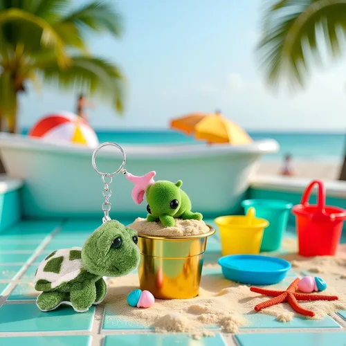 Miniatura 3 de Mini llavero de tortuga marina verde, criaturas marinas tortuga regalo, bolso de dibujos animados colgante auto animal llavero decoración llavero