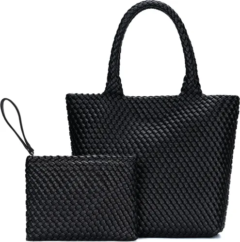 Miniatura 9 de Bolso de mano tejido para mujer, bolso grande de cuero tejido para mujer, elegante bolso de verano para trabajo, viajes, playa