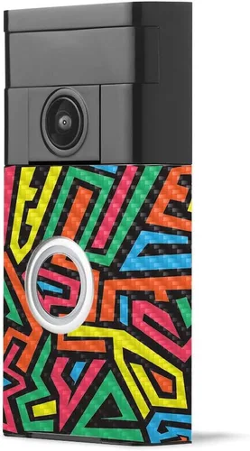 Miniatura 32 de MightySkins - Piel de fibra de carbono para timbre de video con anillo – Madera abstracta Acabado de fibra de carbono texturizado protector