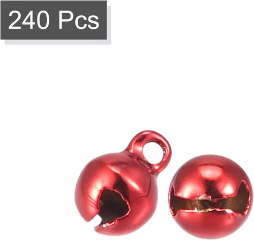 Miniatura 3 de uxcell Cascabeles de cascabel, 1/4 de pulgada, 240 campanas pequeñas para manualidades, decoración de Navidad, color rojo