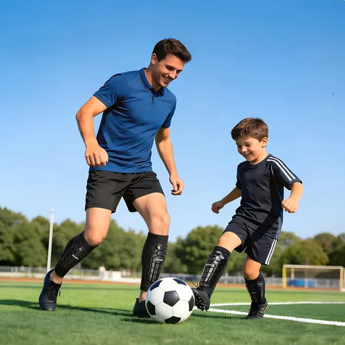 Miniatura 6 de Espinilleras de fútbol para niños y jóvenes, espinilleras de esquí para niños, niñas, adultos, hombres y mujeres, equipo de fútbol protector