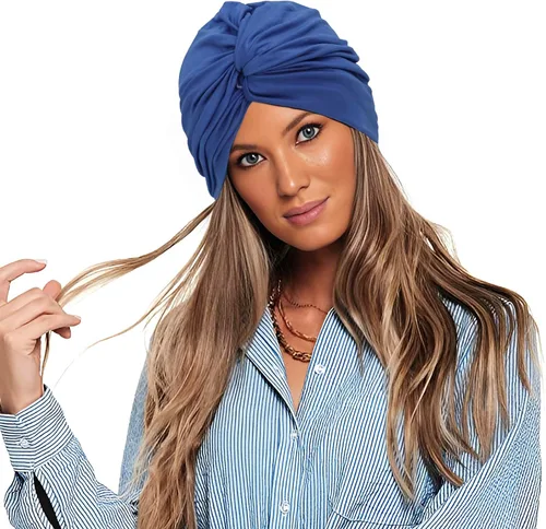 Miniatura 7 de Gorros de baño para mujer, turbante de baño, gorro de natación largo y corto, turbante de poliéster, con forro de látex, plisado, para mujer, gorro