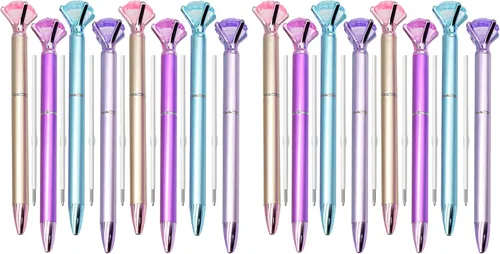 Miniatura 10 de Maydahui 24 bolígrafos de diamantes de tinta negra, retráctiles, diseño de metal brillante para niñas, mujeres, fiestas, día de San Valentín