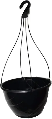 Cesta colgante de plástico negro de 12 pulgadas de diámetro (2)