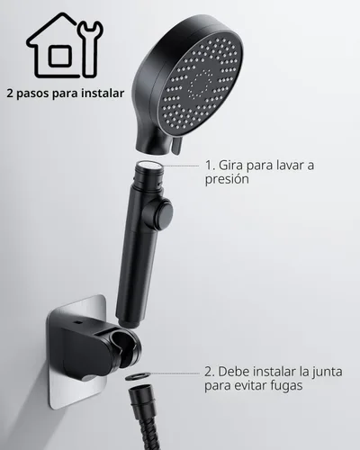 Miniatura 4 de Cabezal de ducha para autocaravana con manguera de acero inoxidable, cabezal de ducha de alta presión de 5 modos con interruptor de encendido