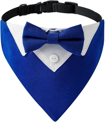 Miniatura 7 de Collar de perro de esmoquin para boda, compromiso y cumpleaños, collar bandana formal para perro disfraz con corbata de moño y hebilla ajustable