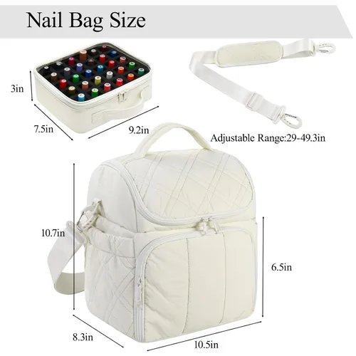 Miniatura 4 de FCQQYWZ Organizador de esmalte de uñas con 2 fundas desmontables con capacidad para 60 botellas y lámpara de uñas, organizadores de uñas portátiles