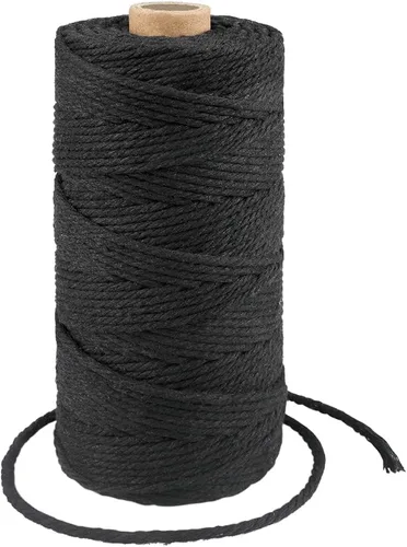 Miniatura 12 de G2PLUS Cuerda de algodón negro, 2 mm 656 pies de cuerda de algodón natural para panaderos, cuerda de embalaje para manualidades DIY, decoración