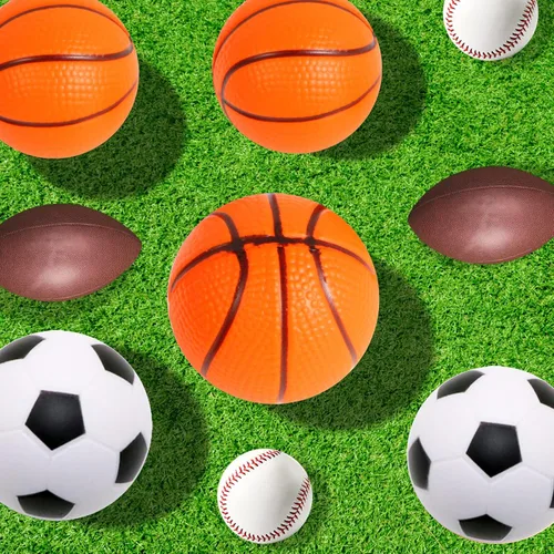 Miniatura 5 de 20 pelotas de espuma de 1.6 pulgadas para el estrés, pequeñas mini pelotas deportivas para apretar, regalos de fiesta de baloncesto para niños