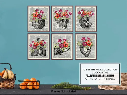 Miniatura 9 de Decoración artística de pared de corazón, cráneo, cerebro, pulmones, riñón, hígado, decoración de habitación de anatomía humana, decoración