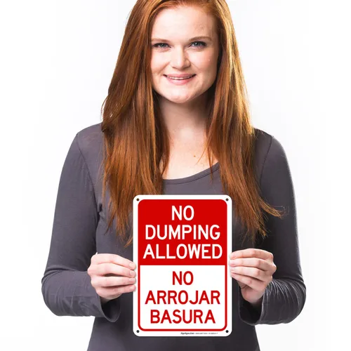 Miniatura 9 de No se permite el dumping No Arrojar Basura Bilingüe Sign, 10 x 7 pulgadas, aluminio 040 libre de óxido, fabricado en Estados Unidos por Sigo Signs