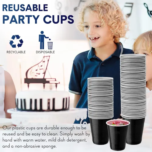 Miniatura 5 de Zopeal 200 vasos de plástico a granel desechables de 18 onzas, vasos de plástico duro para bodas, fiestas, copas de vino, bebidas elegantes, bebidas