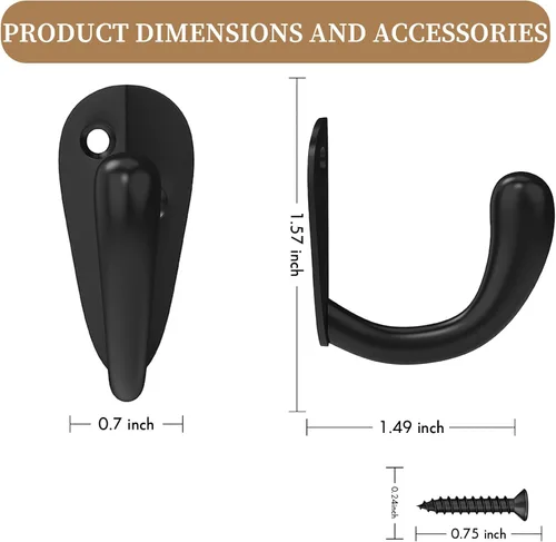Miniatura 2 de CBWLWJ 16 ganchos de pared para colgar toallas de baño, cocina, dormitorio, para abrigo, bolsa, bufanda, toalla, sombrero, llave, taza (negro)
