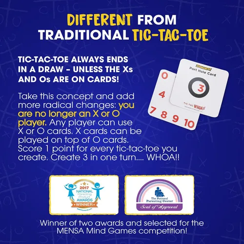 Miniatura 6 de Zobmondo!! Tic Tac Whoa!! Juego de cartas de Tic Tac Toe 5 en 1, divertido para familias y niños
