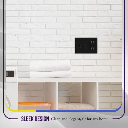 Miniatura 7 de ENERLITES Placa de pared combinada de triple banda, interruptor de palanca doble/placa de cubierta de receptáculo dúplex individual, tamaño estándar